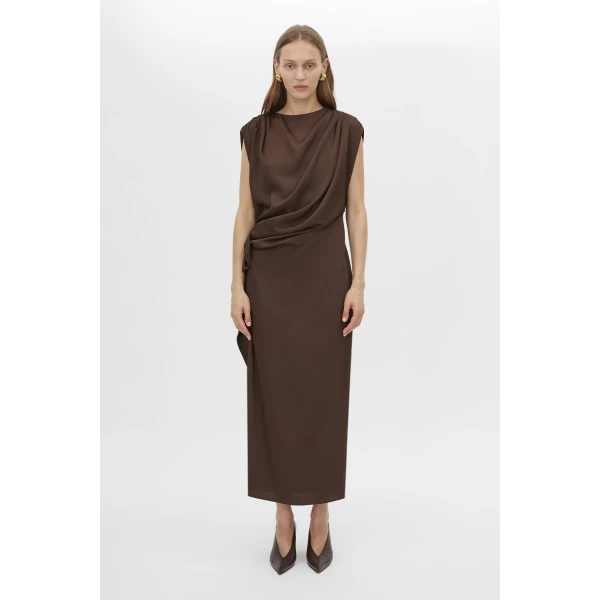 Camilla and Marc Elowyn Drape Detail Midi Dress - Dresses - Luxury Ready-to-Wear at Luxury Shoes 