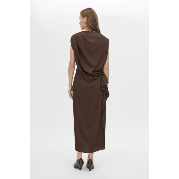 Camilla and Marc Elowyn Drape Detail Midi Dress - Dresses - Luxury Ready-to-Wear at Luxury Shoes 