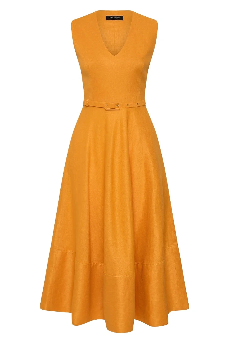Carla-Zampatti-Amber-Linen-Belted-Midi-Dress41291_nobg Carla Zampatti Dresses