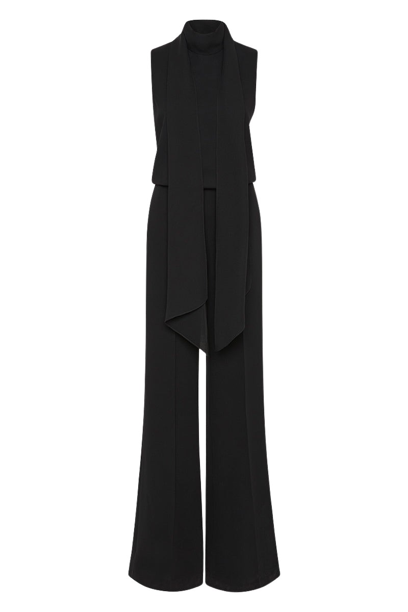 Carla Zampatti Black Crepe Classic Tie Neck Jumpsuit