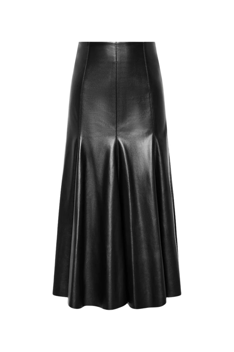 Carla-Zampatti-Black-Faux-Leather-Flounce-Skirt33346_nobg Carla Zampatti Skirts
