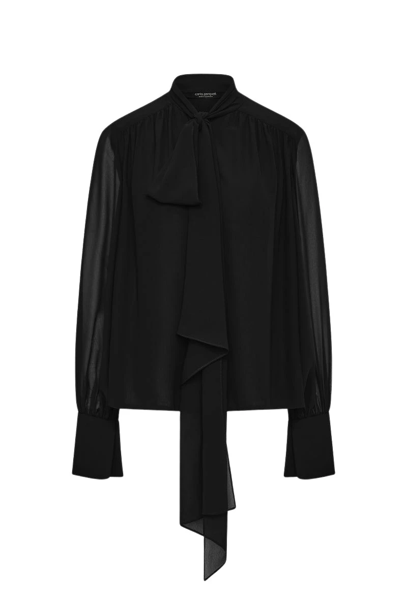 Carla-Zampatti-Black-Georgette-Bow-Front-Blouse56965_nobg Carla Zampatti Tops