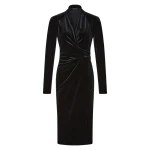 Carla Zampatti Black Velvet Tie Front Midi Dress