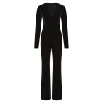 Carla-Zampatti-Black-Velvet-Tuck-Front-Jumpsuit50537_nobg Carla Zampatti Black Velvet Tuck Front Jumpsuit