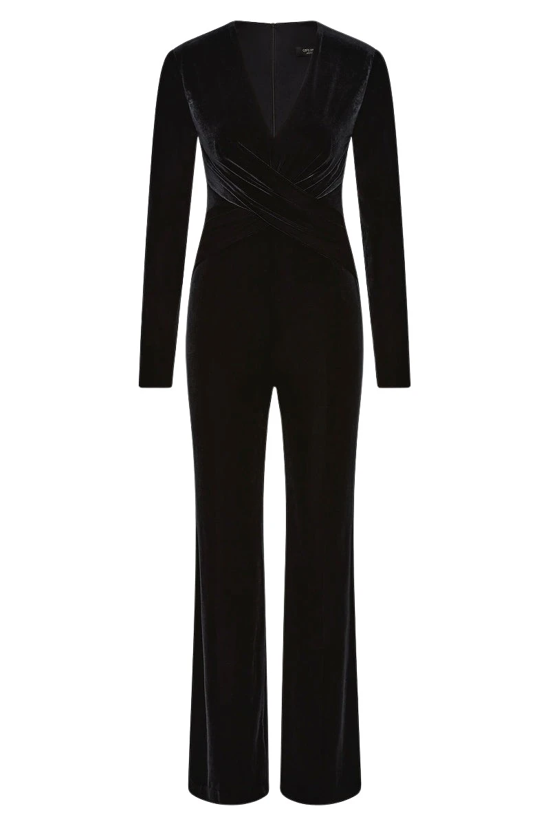 Carla Zampatti Black Velvet Tuck Front Jumpsuit