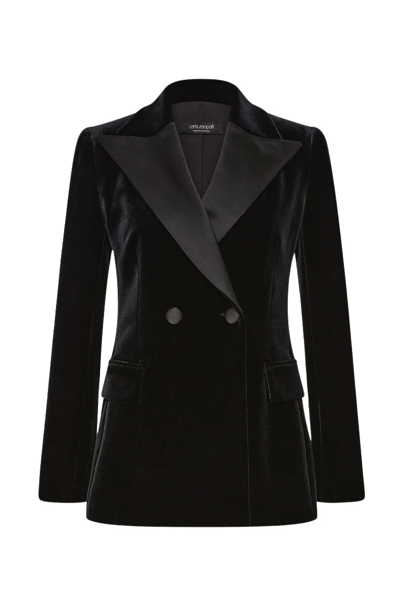 Carla Zampatti Black Velvet Tuxedo Jacket