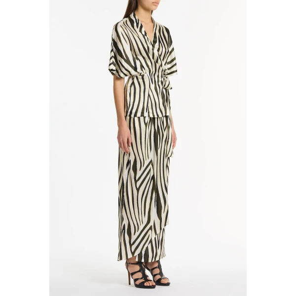 Carla Zampatti Bold Stripe Print Tucked Maxi Skirt, view 3
