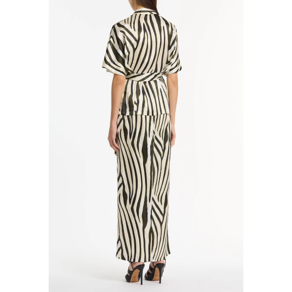 Carla Zampatti Bold Stripe Print Tucked Maxi Skirt, view 4