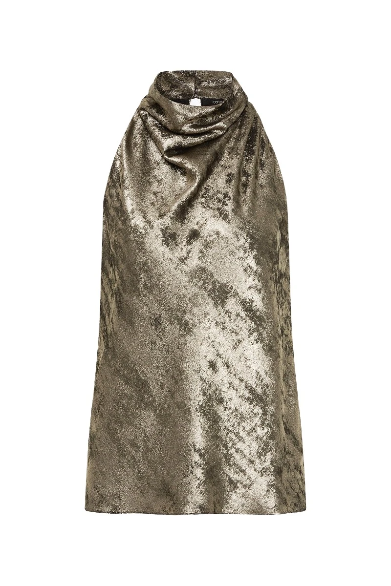 Carla Zampatti Burnished Metallic Halter Top