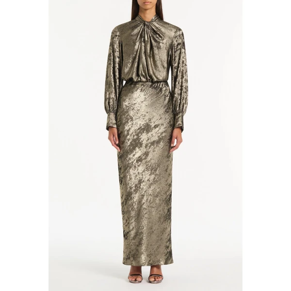 Carla Zampatti Burnished Metallic Twist Front Blouse, view 2