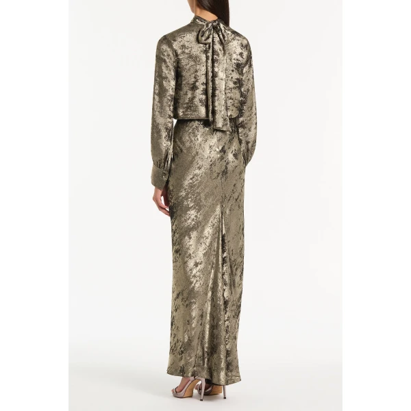 Carla Zampatti Burnished Metallic Twist Front Blouse, view 3