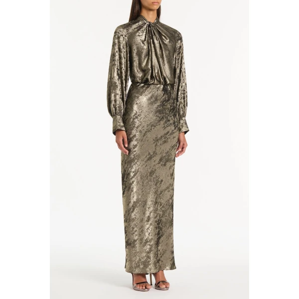 Carla Zampatti Burnished Metallic Twist Front Blouse, view 4