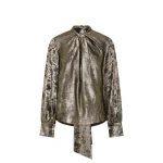 Carla Zampatti Burnished Metallic Twist Front Blouse