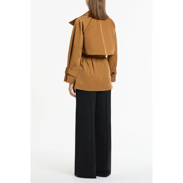 Carla Zampatti Camel Taffeta Twill Short Trench Coat, view 4