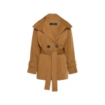 Carla Zampatti Camel Taffeta Twill Short Trench Coat
