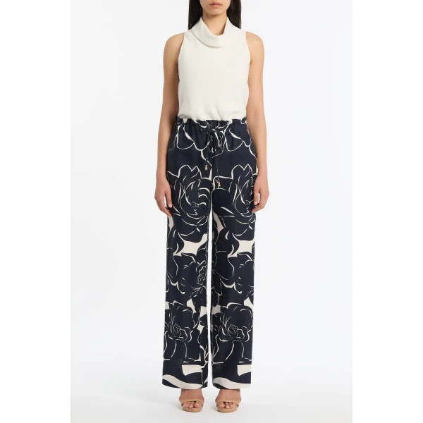 Carla Zampatti Celestial Petals Linen Tie Waist Pant, view 2