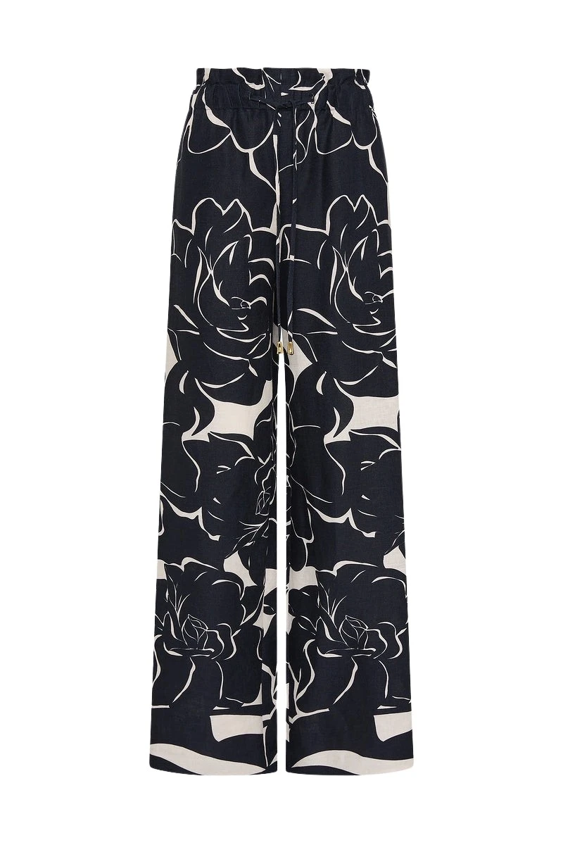 Carla Zampatti Celestial Petals Linen Tie Waist Pant