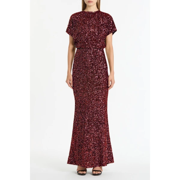 Carla Zampatti Cherry Crushed Sequin Column Skirt, view 2