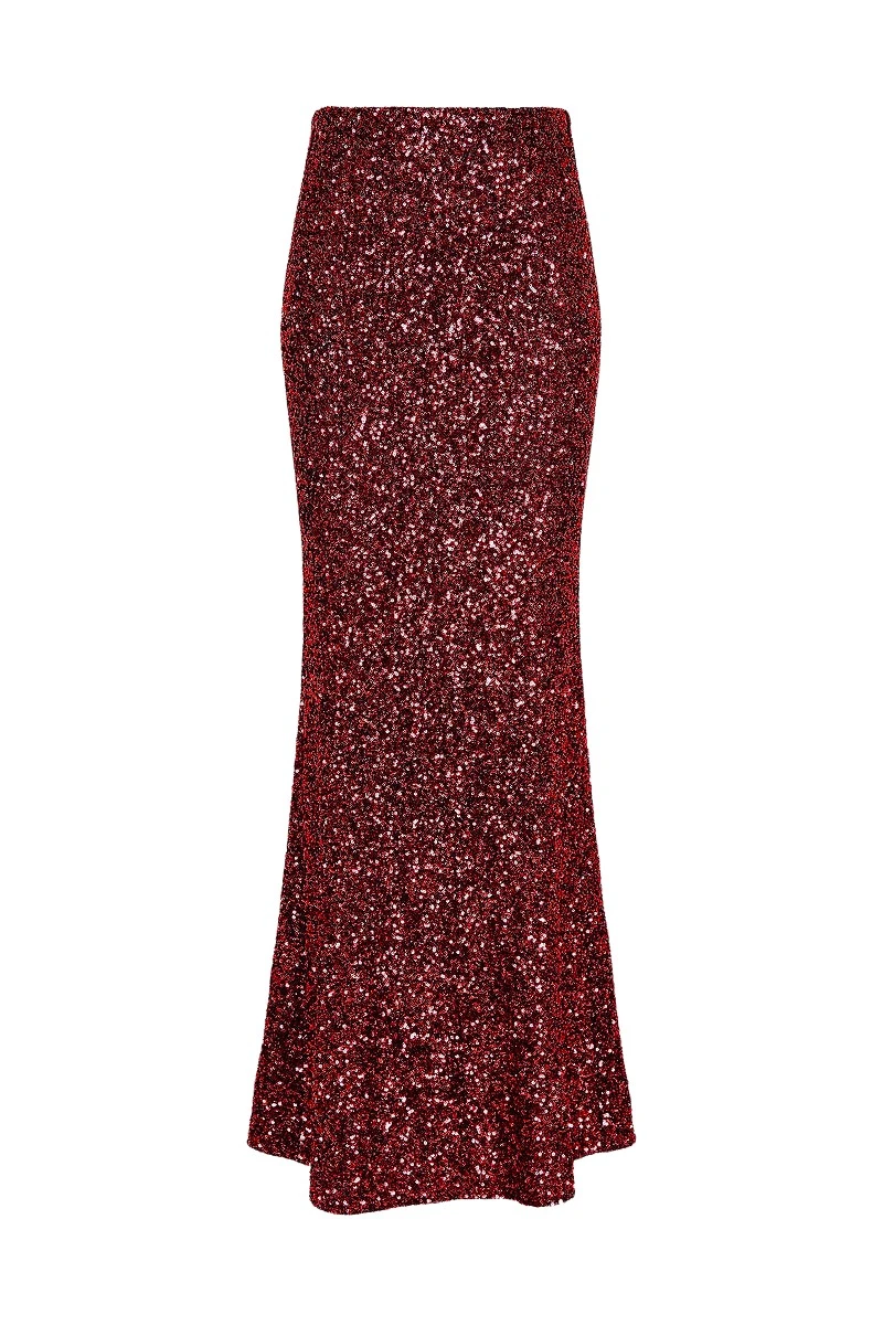 Carla Zampatti Cherry Crushed Sequin Column Skirt