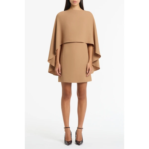 Carla Zampatti Cinnamon Crepe Cape Mini Dress, view 2