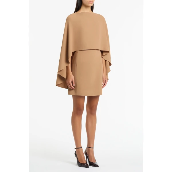 Carla Zampatti Cinnamon Crepe Cape Mini Dress, view 3