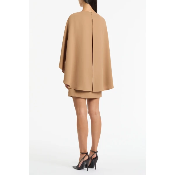 Carla Zampatti Cinnamon Crepe Cape Mini Dress, view 4