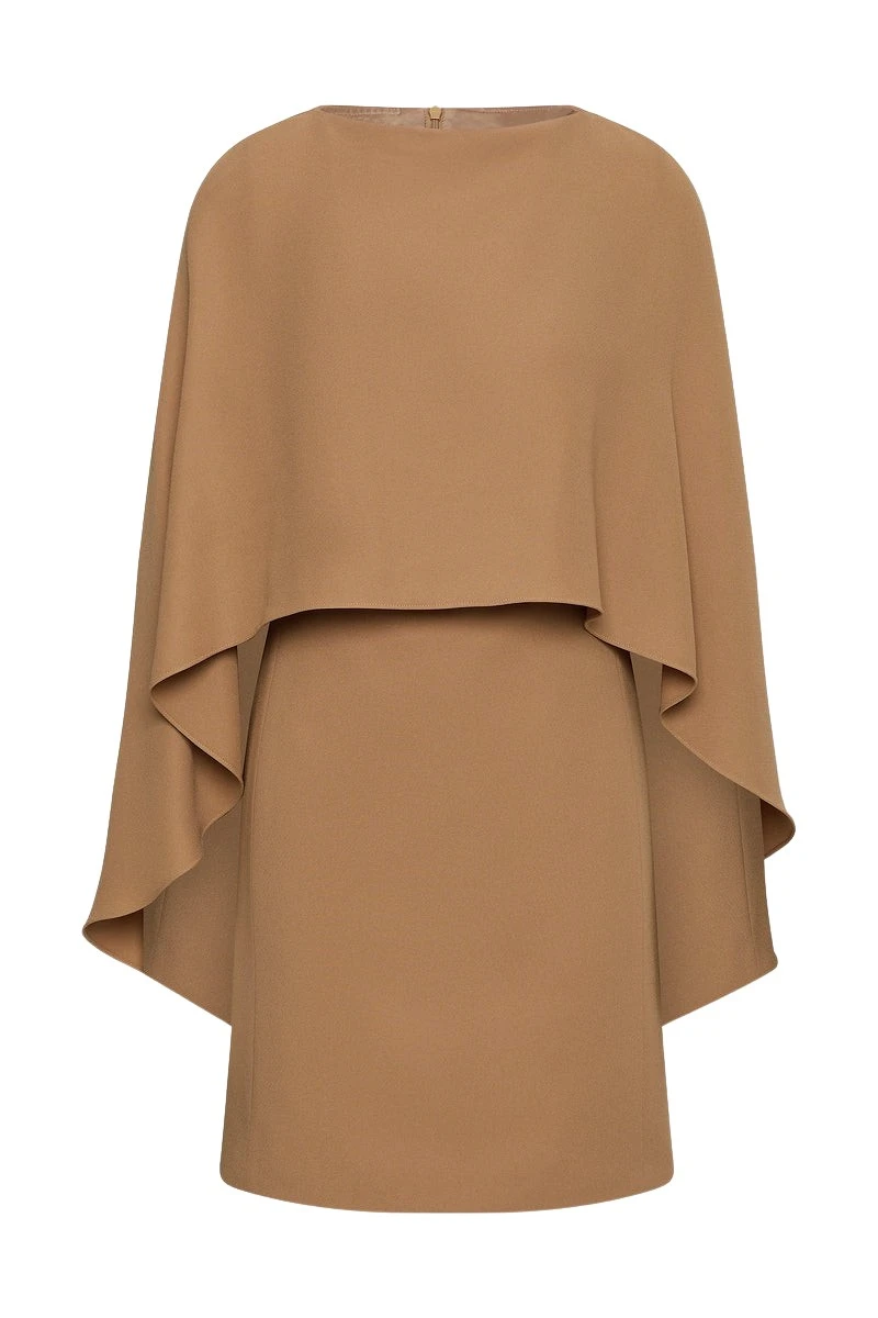 Carla Zampatti Cinnamon Crepe Cape Mini Dress