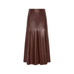 Carla Zampatti Cocoa Faux Leather Flounce Skirt