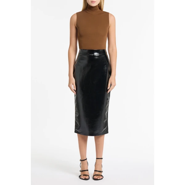 Carla Zampatti Cognac Matte Jersey Polo Top, view 2