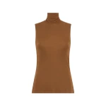 Carla Zampatti Cognac Matte Jersey Polo Top
