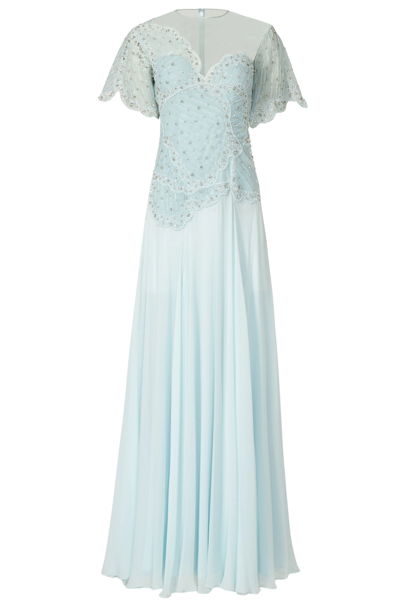 Costarellos Elara Crystal Silk Georgette Gown