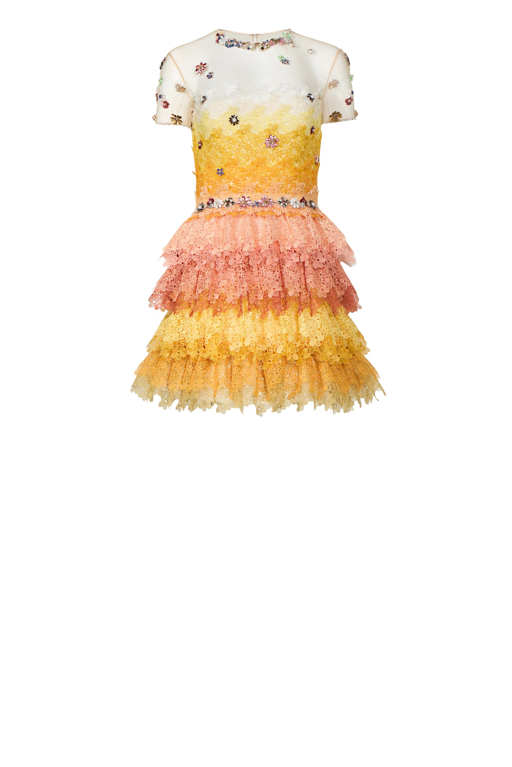 Costarellos-Orielle-Gossamer-Lace-Ombre-Tiered-Mini-Dress-Dresses-Coveti26990_nobg Costarellos Dresses - Romantic Greek Lace - Shop at Luxury Shoes