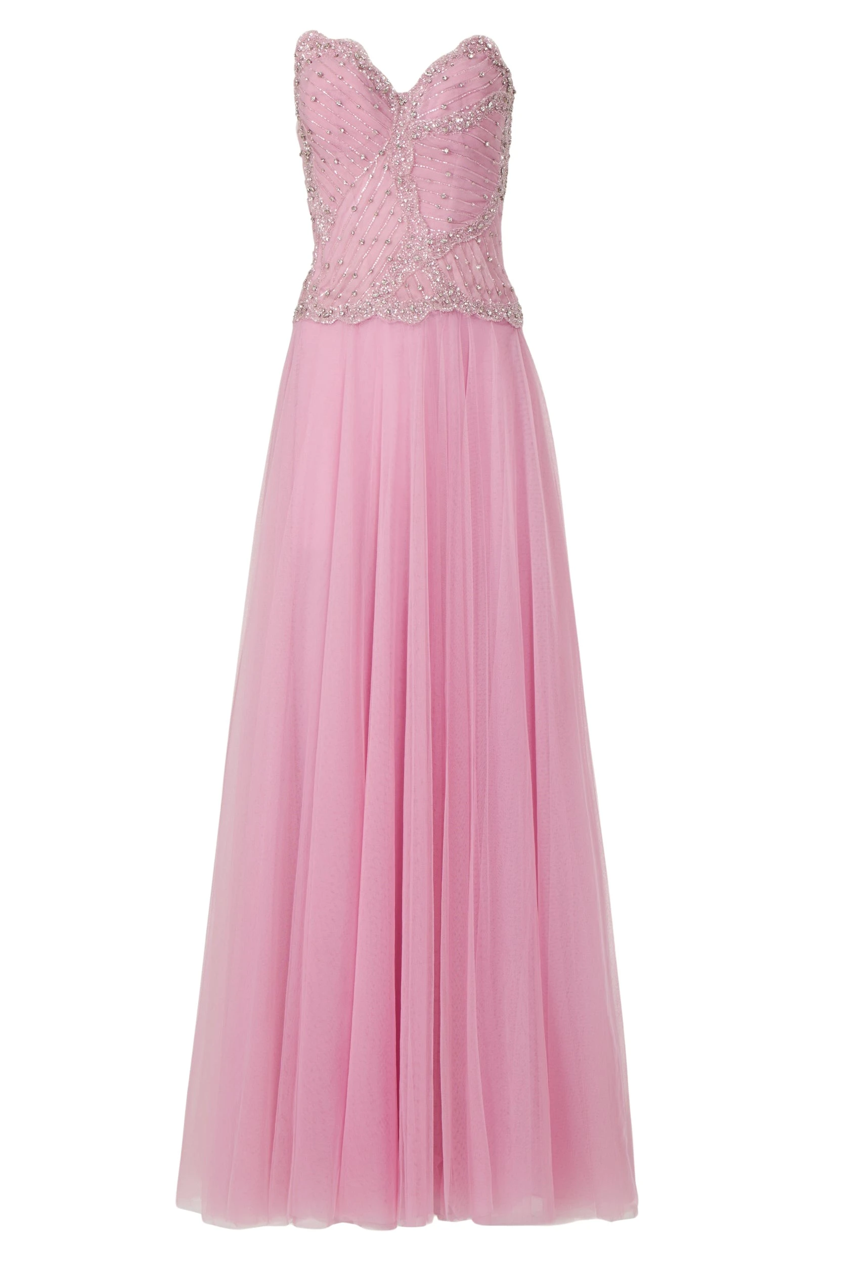 Costarellos Vivienne Crystal French Tulle Strapless Ball Gown