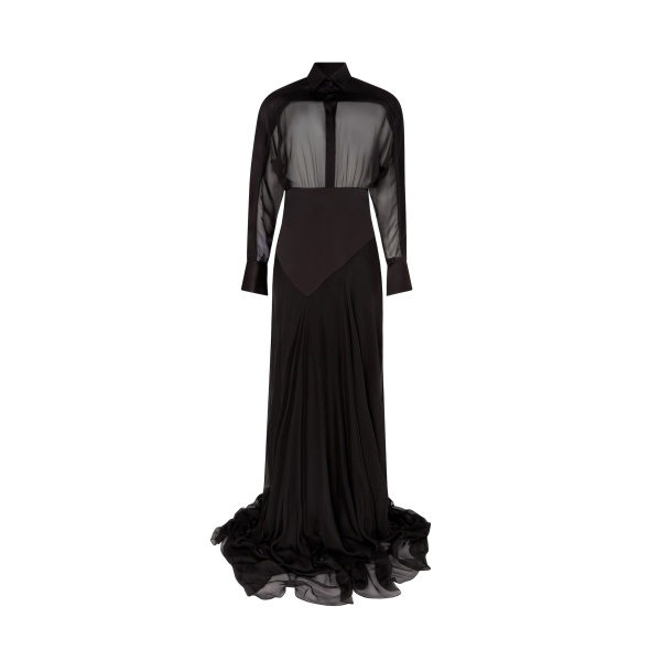 David Koma Contrast Panel Shirt Gown