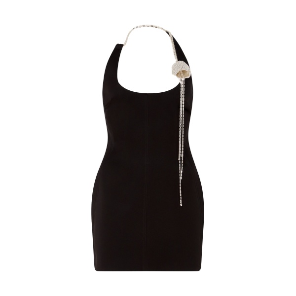 David Koma Crystal Flower On Shoulder Mini Dress