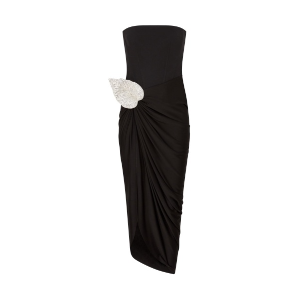 David Koma Crystal Leaf And Draped Skirt Corset Dress