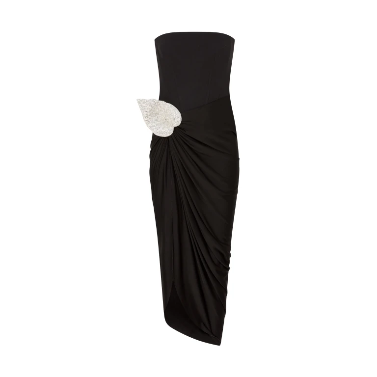 David Koma Crystal Leaf And Draped Skirt Corset Dress
