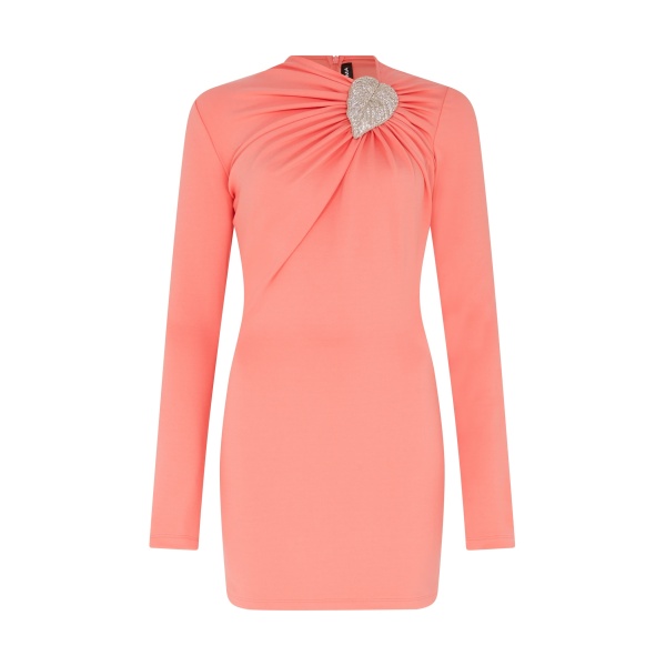 David Koma Crystal Leaf And Ruched Detail Mini Dress