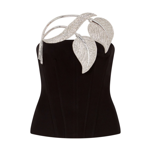 David Koma Crystal Leaf Corset Top