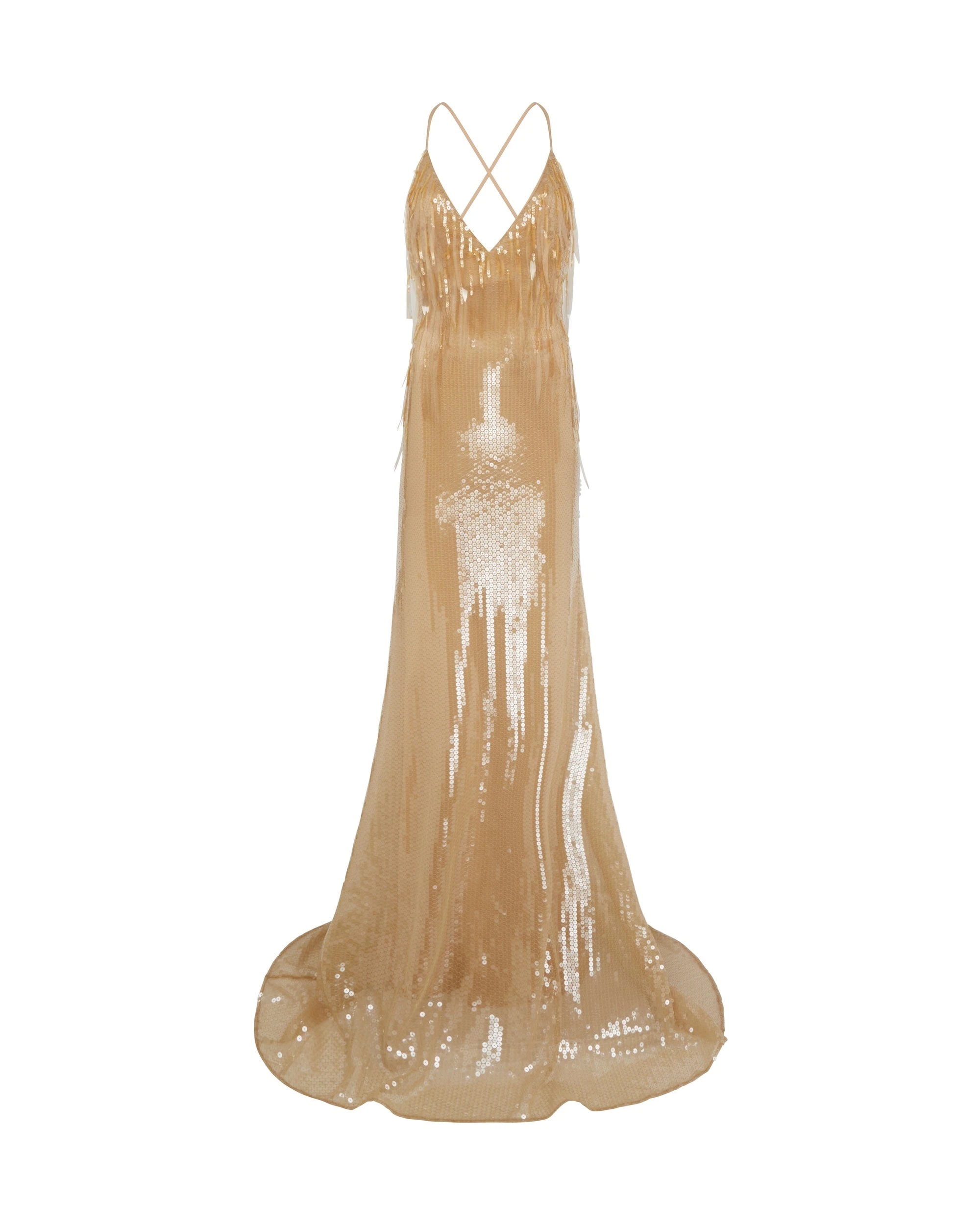 David Koma Gradient Sequin V Neck Gown David Koma Gradient Sequin V Neck Gown