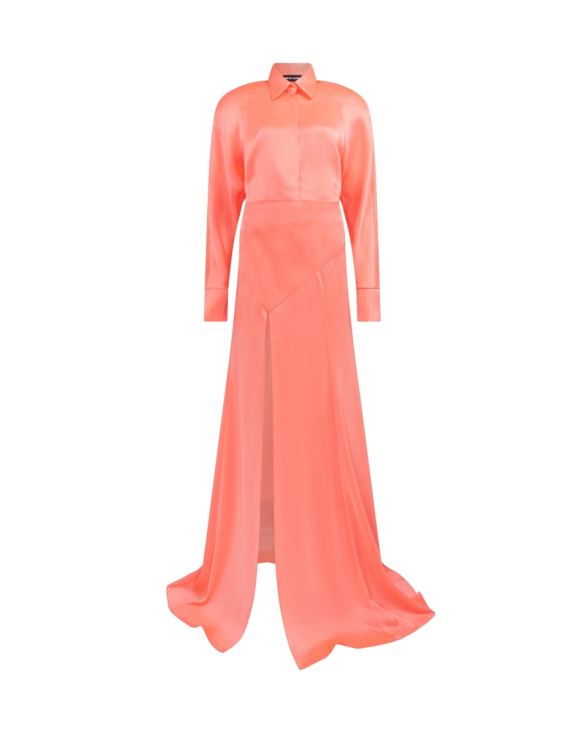 David Koma Open Leg Satin Shirt Gown David Koma Open Leg Satin Shirt Gown