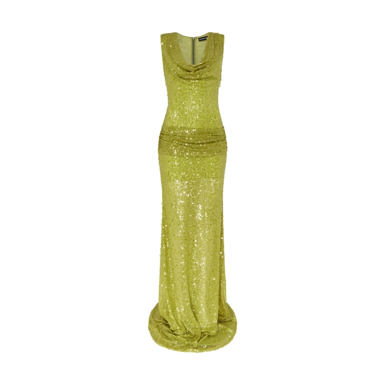 David Koma Plunge Neckline Sequin Embellished Gown