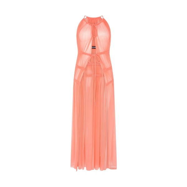 David Koma Ruched Halterneck Mesh Top