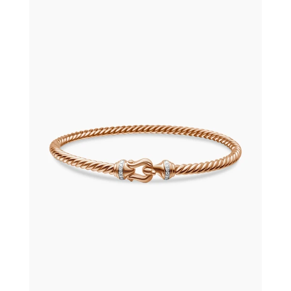 on-model styling shot|David Yurman Buckle Cablespira® Bracelet in 18K Rose Gold with Diamonds