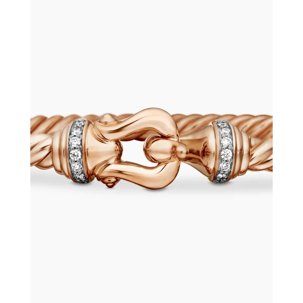 signature twisted-helix detail|David Yurman Buckle Cablespira® Bracelet in 18K Rose Gold with Diamonds
