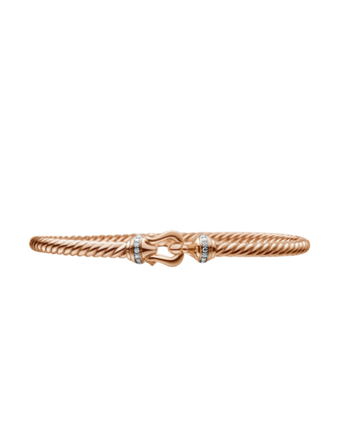 David Yurman Buckle Cablespira® Bracelet in 18K Rose Gold with Diamonds