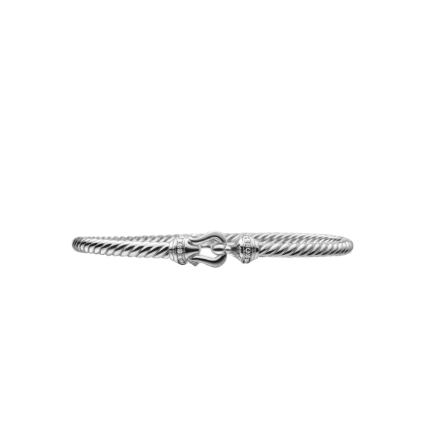 David Yurman Buckle Cablespira® Bracelet in 18K White Gold with Diamonds