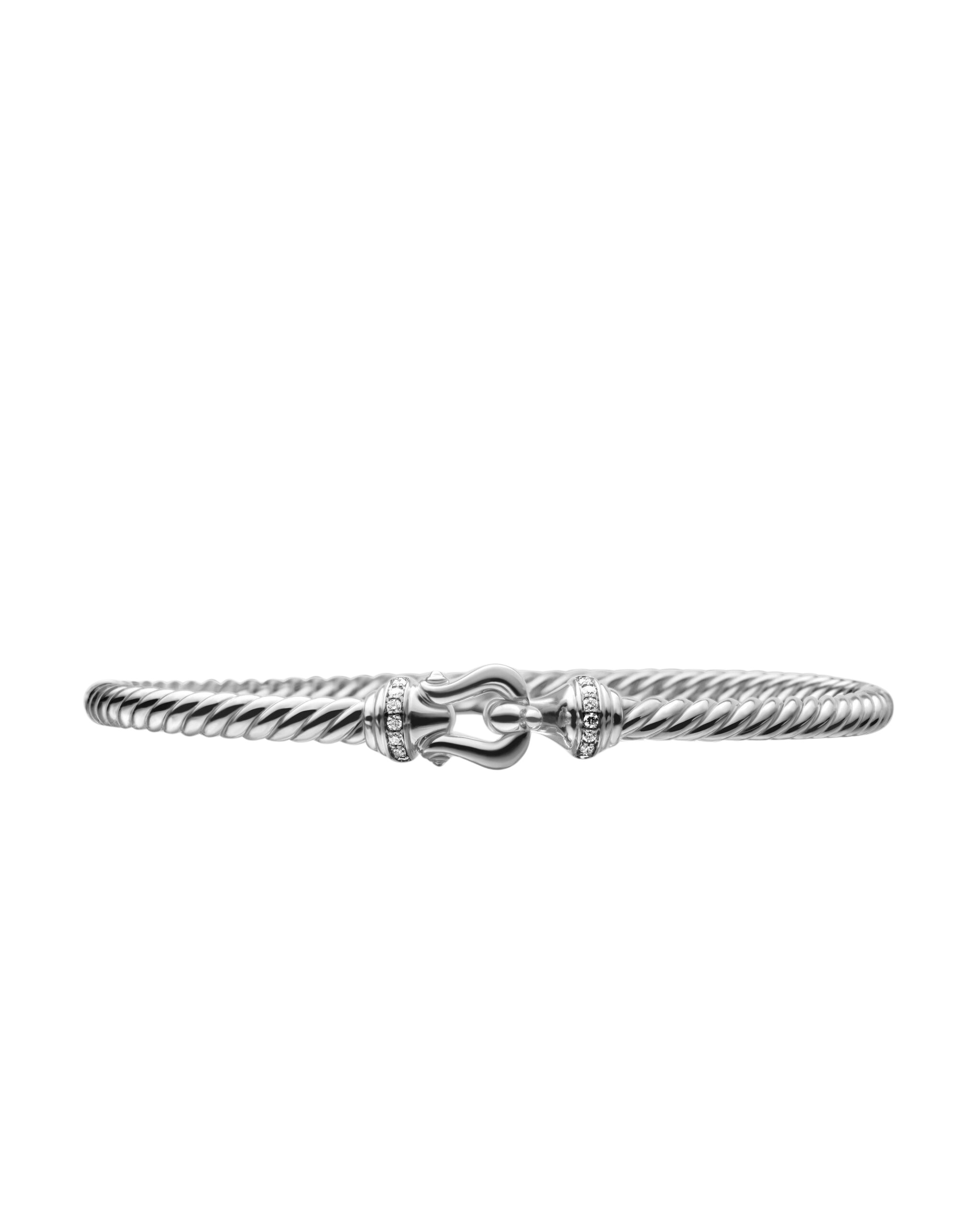 David Yurman Buckle Cablespira® Bracelet in 18K White Gold with Diamonds