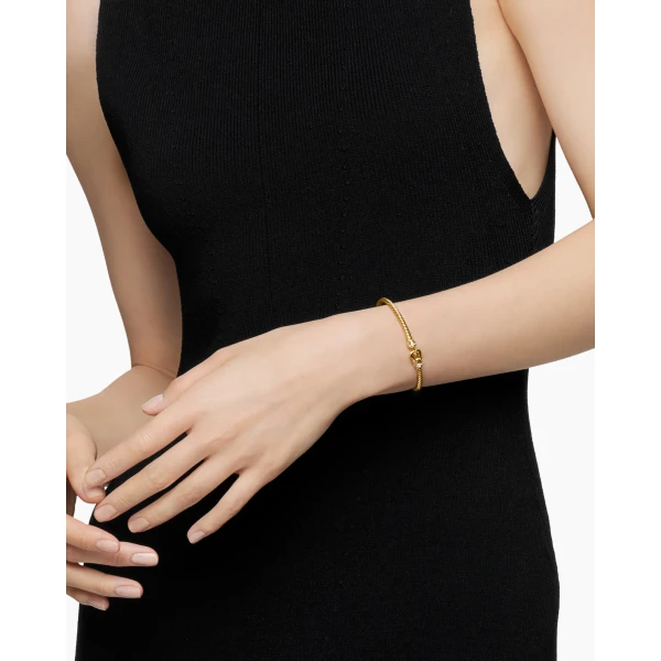 3.5mm in Gold – front view of authentic Cable Bracelets at Luxury Shoes |David Yurman Buckle Cablespira® Bracelet in 18K Yellow Gold with Diamonds
