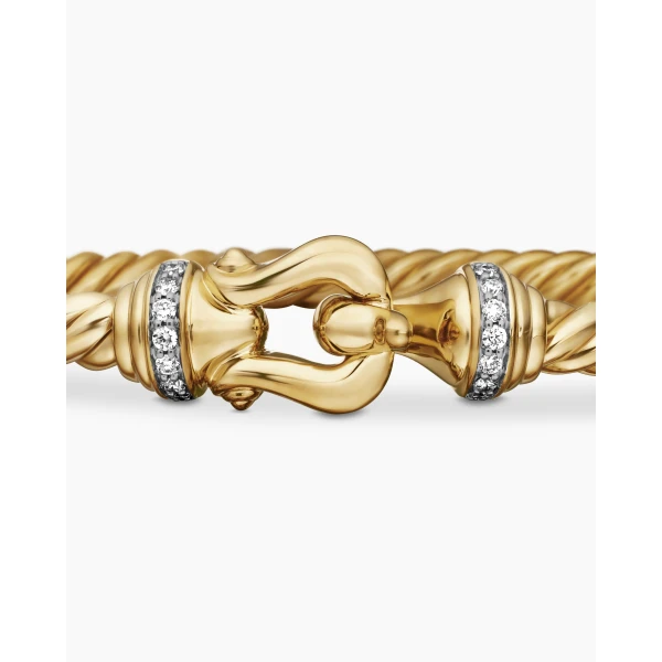 signature twisted-helix detail|David Yurman Buckle Cablespira® Bracelet in 18K Yellow Gold with Diamonds